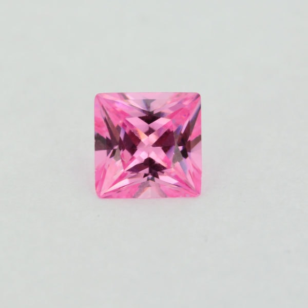 Loose Princess Cut Pink CZ Gemstone Cubic Zirconia October Birthstone Front
