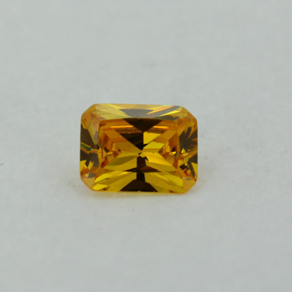 Loose Emerald Cut Citrine CZ Gemstone Cubic Zirconia November Birthstone Front