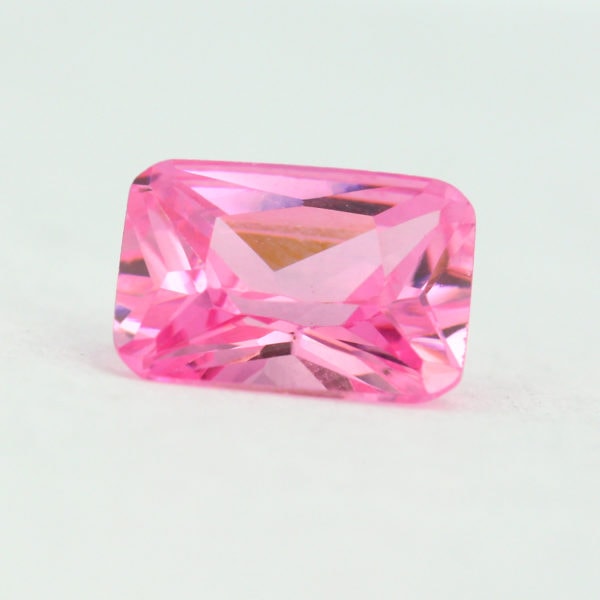 Loose Emerald Cut Pink CZ Gemstone Cubic Zirconia October Birthstone Front