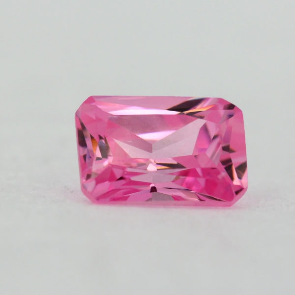 Loose Emerald Cut Pink CZ Gemstone Cubic Zirconia October Birthstone Front 7