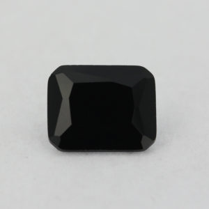 Loose Emerald Cut Black Onyx CZ Gemstone Cubic Zirconia Front