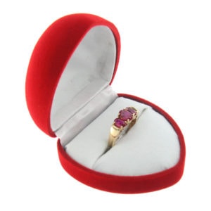 Red Velour Heart Ring Box Display Jewelry Gift Box