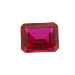 Loose Emerald Cut Ruby CZ Gemstone Cubic Zirconia July Birthstone Front Lg