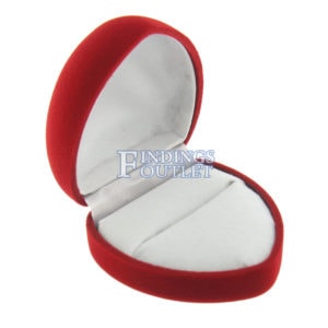 Red Velour Heart Ring Box Display Jewelry Gift Box Empty