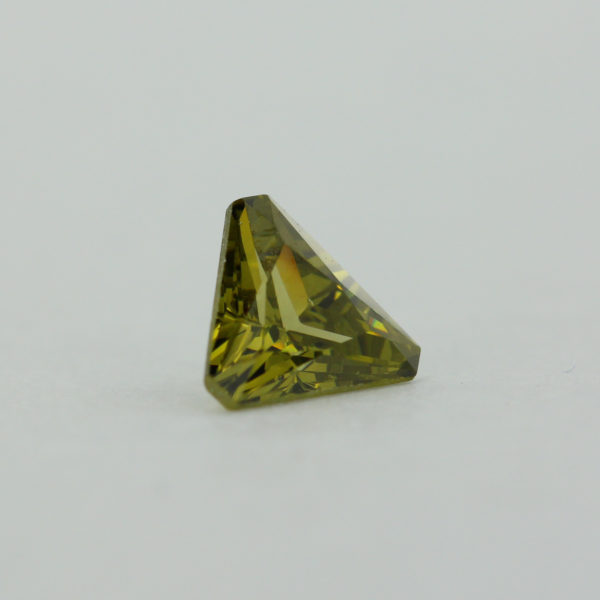 Loose Triangle Cut Peridot CZ Gemstone Cubic Zirconia August Birthstone Side