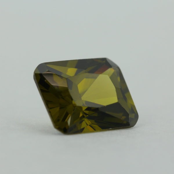 Loose Emerald Cut Peridot CZ Gemstone Cubic Zirconia August Birthstone Side 1