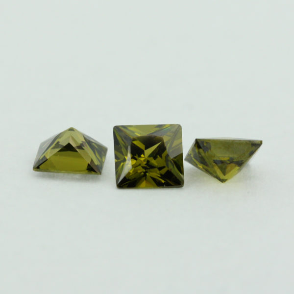 Loose Princess Cut Peridot CZ Gemstone Cubic Zirconia August Birthstone Group