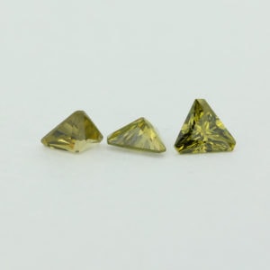 Loose Triangle Cut Peridot CZ Gemstone Cubic Zirconia August Birthstone Group