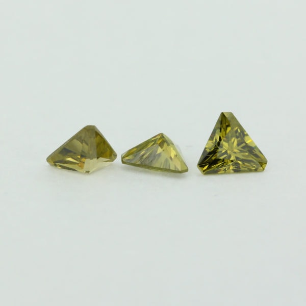 Loose Triangle Cut Peridot CZ Gemstone Cubic Zirconia August Birthstone Group