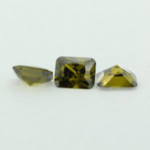 Loose Emerald Cut Peridot CZ Gemstone Cubic Zirconia August Birthstone Group 1