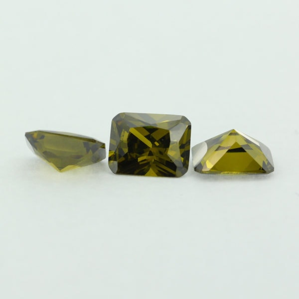Loose Emerald Cut Peridot CZ Gemstone Cubic Zirconia August Birthstone Group 1