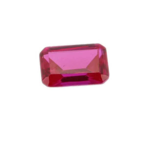Loose Emerald Cut Ruby CZ Gemstone Cubic Zirconia July Birthstone Front Sm