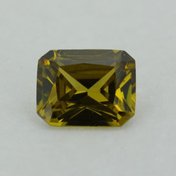 Loose Emerald Cut Peridot CZ Gemstone Cubic Zirconia August Birthstone Front 2