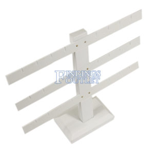 White Faux Leather 3-Tier T-Bar 12 Pair Earring Jewelry Display Holder Stand Angle