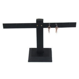 Black Faux Leather T-Bar 4 Pair Earring Jewelry Display Holder Stand