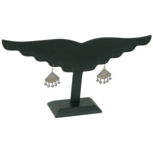 Black Faux Leather 10 Pair Earring Jewelry Display Holder Wing Style Stand