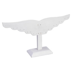 White Faux Leather 10 Pair Earring Jewelry Display Holder Wing Style Stand