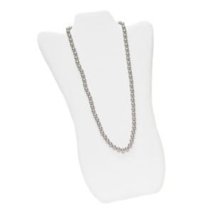 Extra Large White Faux Leather Necklace Chain Jewelry Display Holder Padded Neckform Easel Stand