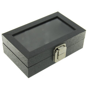 Extra Small Glass Top Black Plastic Tray Showcase Storage Jewelry Ring Bracelet Watch