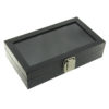Small Glass Top Black Plastic Tray Showcase Storage Jewelry Ring Bracelet Watch