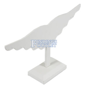 White Faux Leather 10 Pair Earring Jewelry Display Holder Wing Style Stand Angle