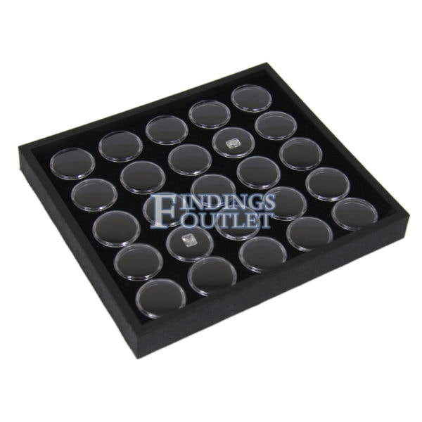 Black 25 Slot Gem Jar Foam Insert Gemstone Organize Store Display Gem Stones Tray