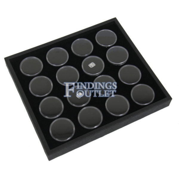 Black 16 Slot Gem Jar Foam Insert Gemstone Organize Store Display Gem Stones Tray