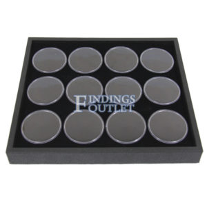 Black 12 Slot Gem Jar Foam Insert Gemstone Organize Store Display Gem Stones Tray