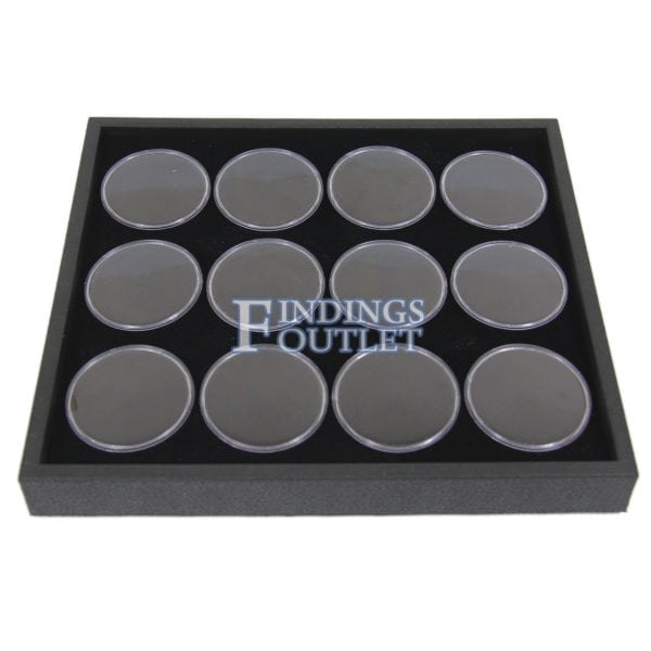 Black 12 Slot Gem Jar Foam Insert Gemstone Organize Store Display Gem Stones Tray