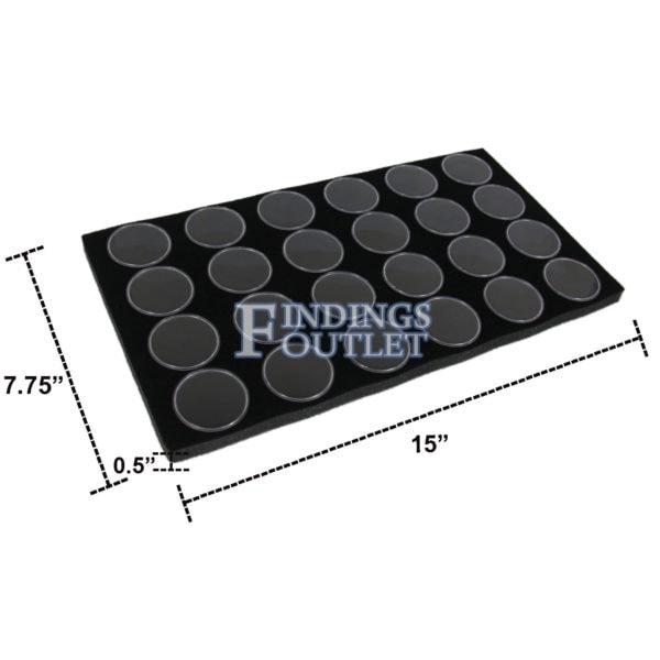 Black 24 Slot Gem Jar Foam Insert Gemstone Organize Store Display Gem Stones Dimensions