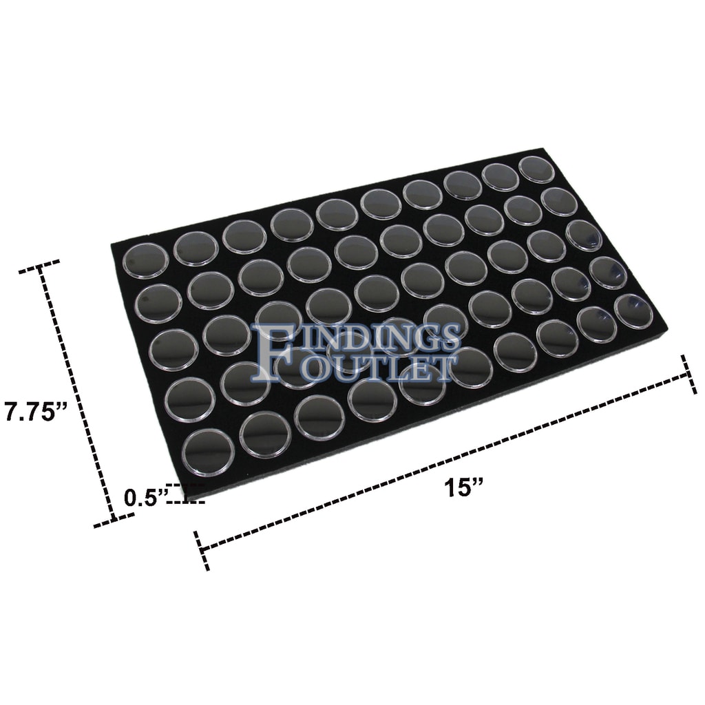 New 50 Black Foam Gem Jars Gemstone Storage Display Tray Insert  . 