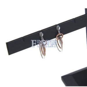 Black Faux Leather T-Bar 4 Pair Earring Jewelry Display Holder Stand Zoom