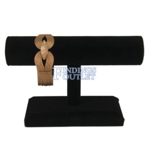 Black Velvet Bracelet & Necklace Jewelry Display Holder Small T-Bar Stand Straight