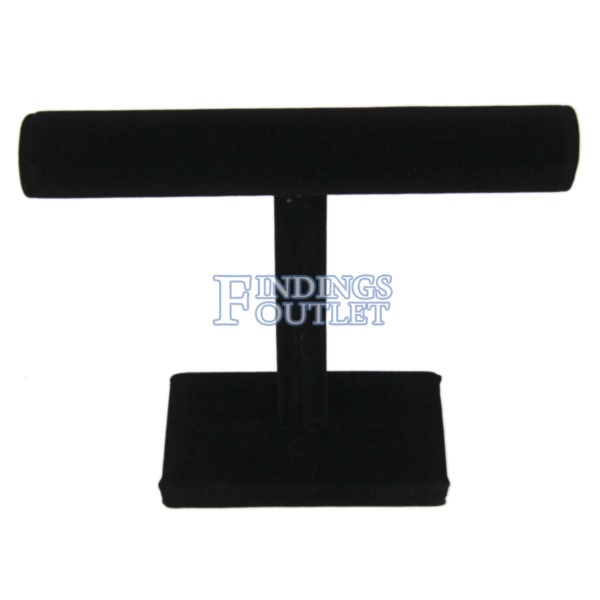Black Velvet Bracelet & Necklace Jewelry Display Holder Oval T-Bar Stand Straight