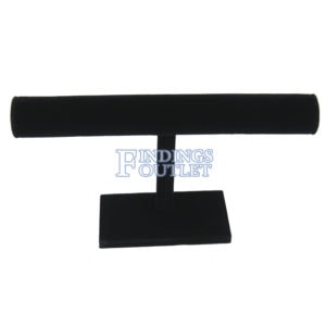 Black Velvet Bracelet & Necklace Jewelry Display Holder Medium T-Bar Stand Straight