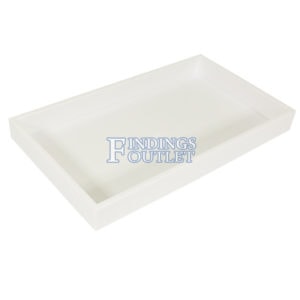 Tall White Plastic Tray Full Size Stackable Tray For Jewelry Rings Chains Bracelets Angle