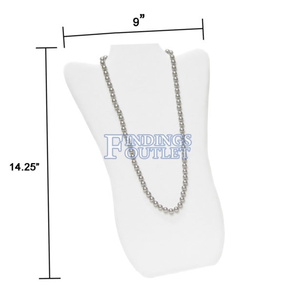 Extra Large White Faux Leather Necklace Chain Jewelry Display Holder Padded Neckform Easel Stand Dimension