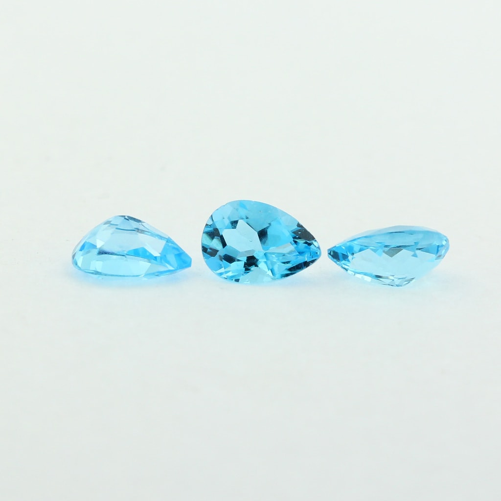 Nature Stone-5 pcs 100% Genuine Semiprecious Blue Topaz Gemstone Pear Briolette 