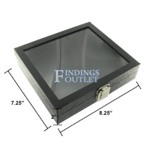 Medium Glass Top Black Plastic Tray Showcase Storage Jewelry Ring Bracelet Watch Dimension