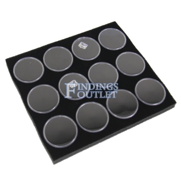 Black 12 Slot Gem Jar Foam Insert Gemstone Organize Store Display Gem Stones Stone