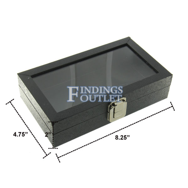 Small Glass Top Black Plastic Tray Showcase Storage Jewelry Ring Bracelet Watch Dimension