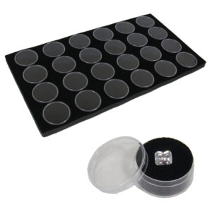 Gem Storage Attached Top Case 25 Jars Black Foam 