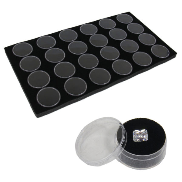 Black 24 Slot Gem Jar Foam Insert Gemstone Organize Store Display Gem Stones