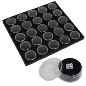 Black 25 Slot Gem Jar Foam Insert Gemstone Organize Store Display Gem Stones