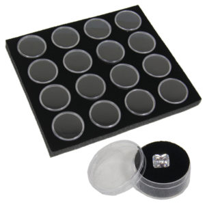 Black 16 Slot Gem Jar Foam Insert Gemstone Organize Store Display Gem Stones