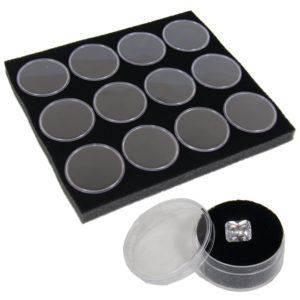 Black Wooden Trays w/ Black 12 Gem Jar Inserts Jewelry Gemstone Display 6 
