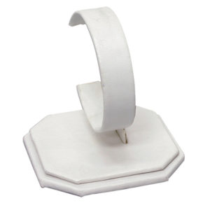 White Faux Leather Watch And Bracelet Jewelry Display Holder Collar 3.25