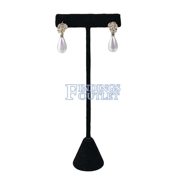 Black Velvet One Pair Earring Jewelry Display Holder Large T-Bar Stand Showcase Straight
