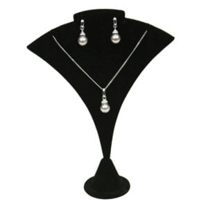 Black Velvet Single Necklace & Earring Jewelry Display Holder Large Stand