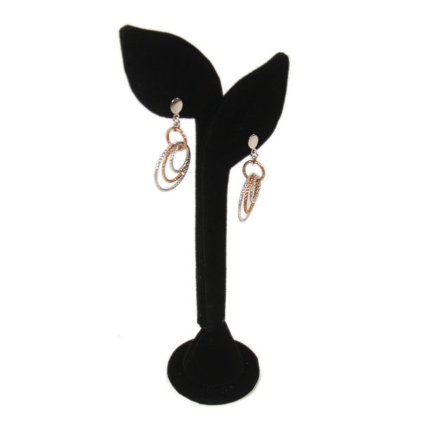 Black Velvet One Pair Earring Jewelry Display Holder Leaf Style Stand Dangling
